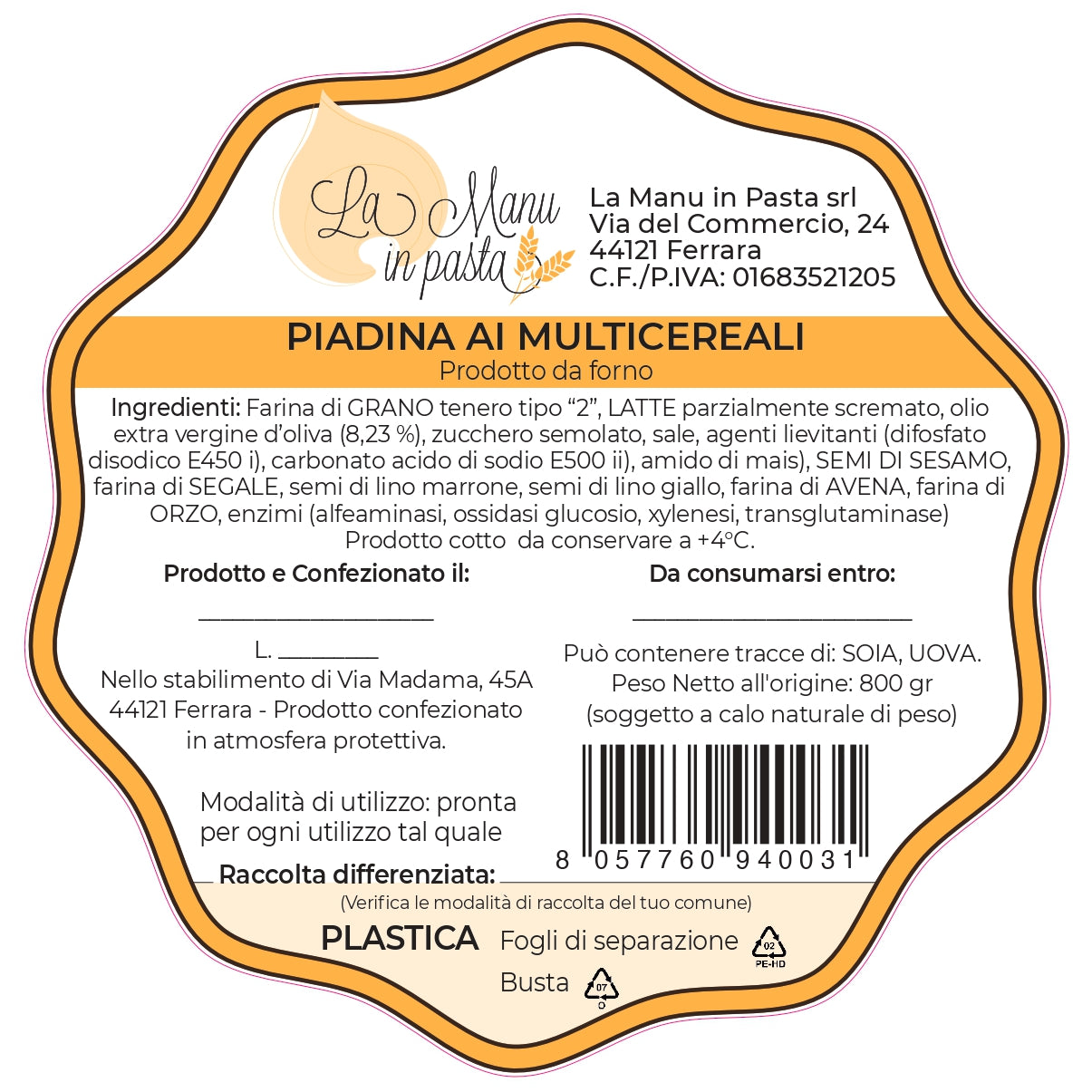 Piadina Multicereali (5 Pezzi)