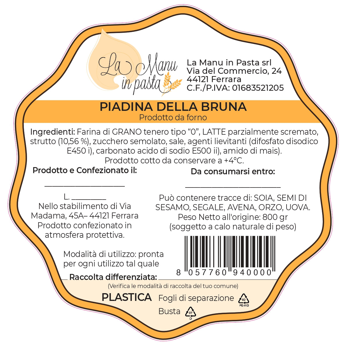 Piadina della Bruna (5 pieces)
