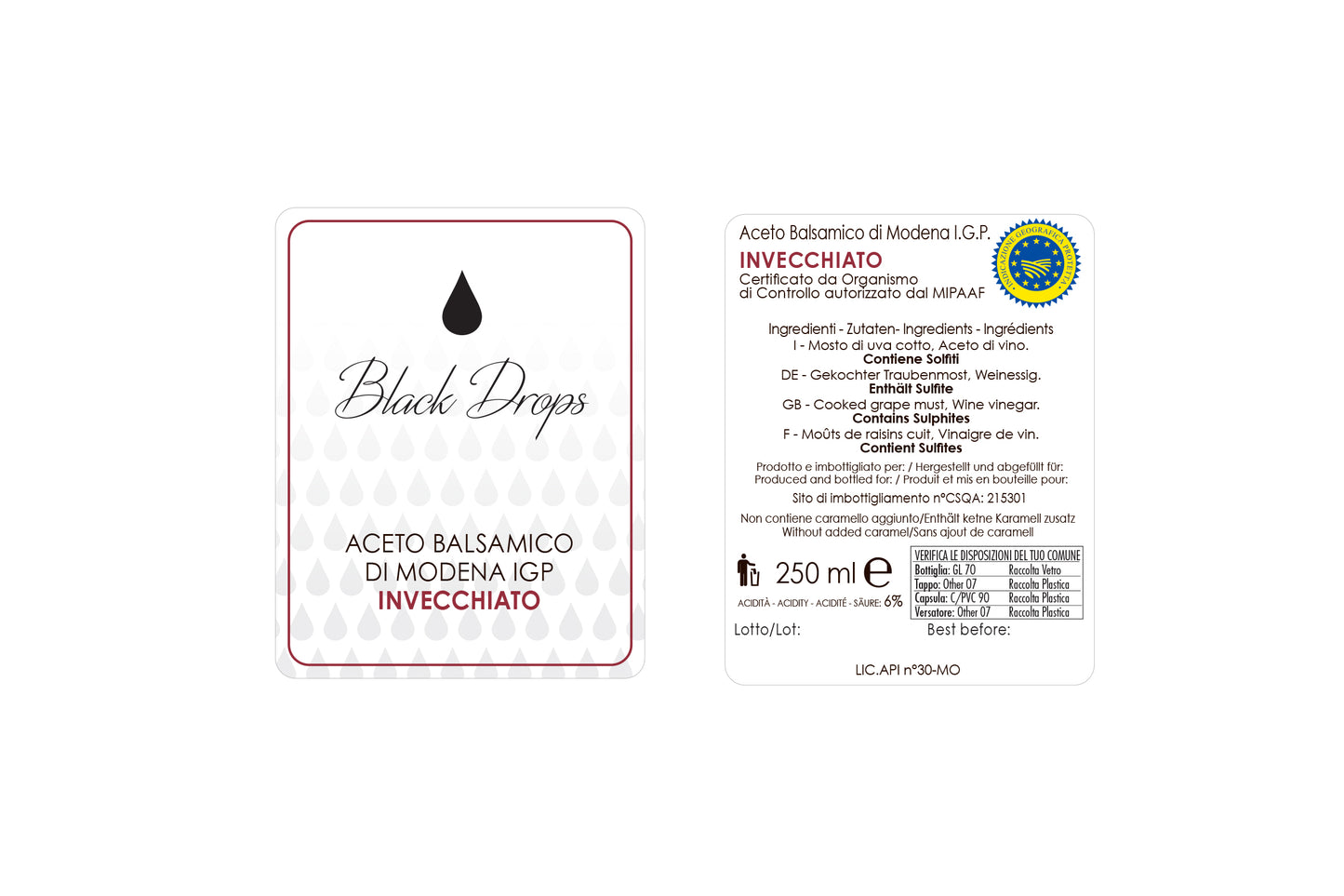 Aceto Balsamico di Modena IGP Invecchiato 3 anni - Black Drops